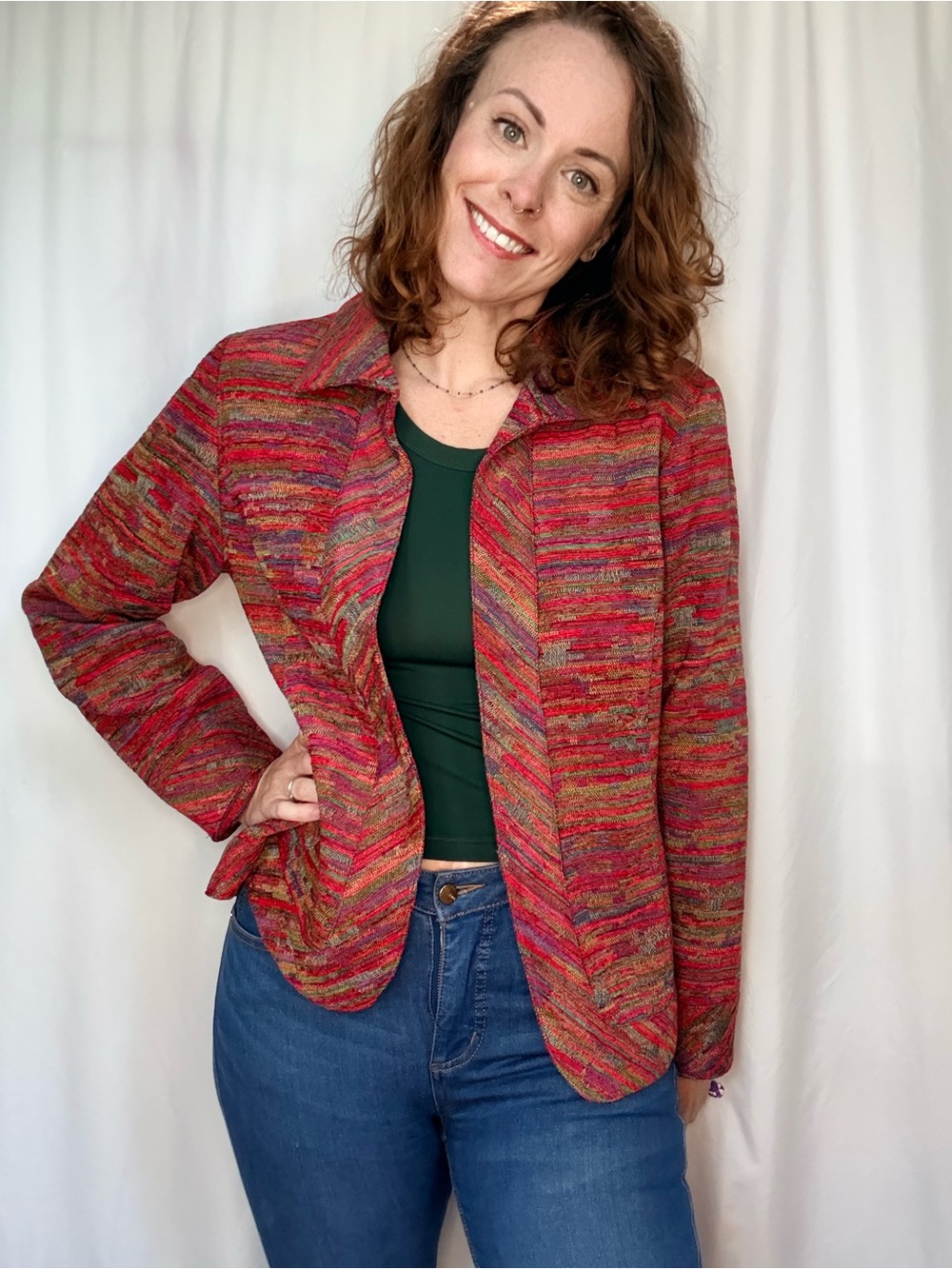 Coldwater Creek Pink Multicolor Tailored Jacket